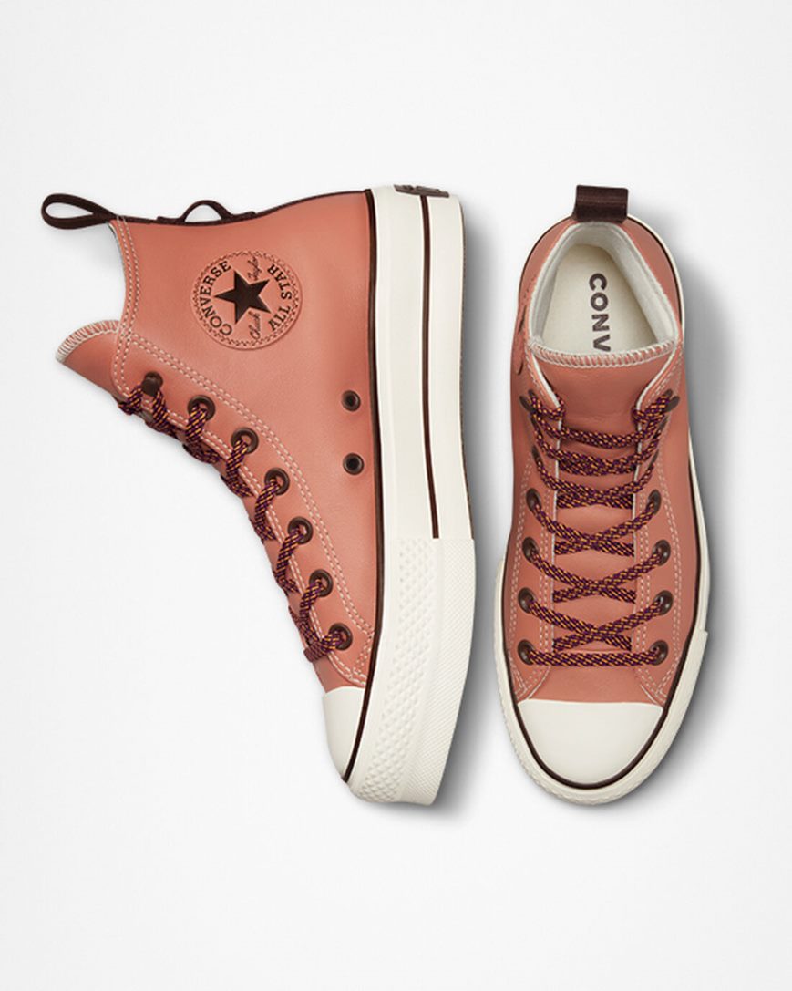 Women's Converse Chuck Taylor All Star Lift Tonal Leather High Top Platform Shoes Apricot | AU 1E89CL